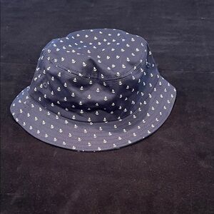 Navy Bucket Hat with Anchor Pattern